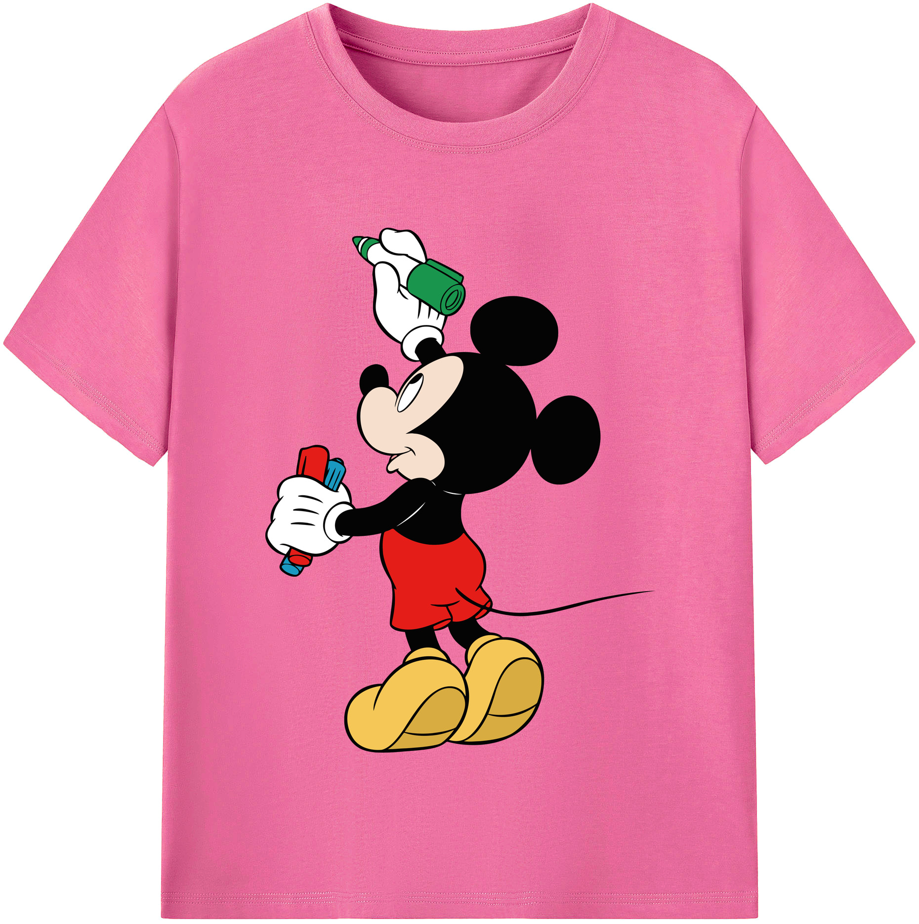 （画像用） ミッキーマウス Mickey Mouse レディースカジュアルプリントTシャツ（綿100％）